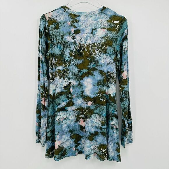 LOGO Lori Goldstein Size XS Green & Blue Long Sleeve Pocket Tunic Top - Picture 7 of 7